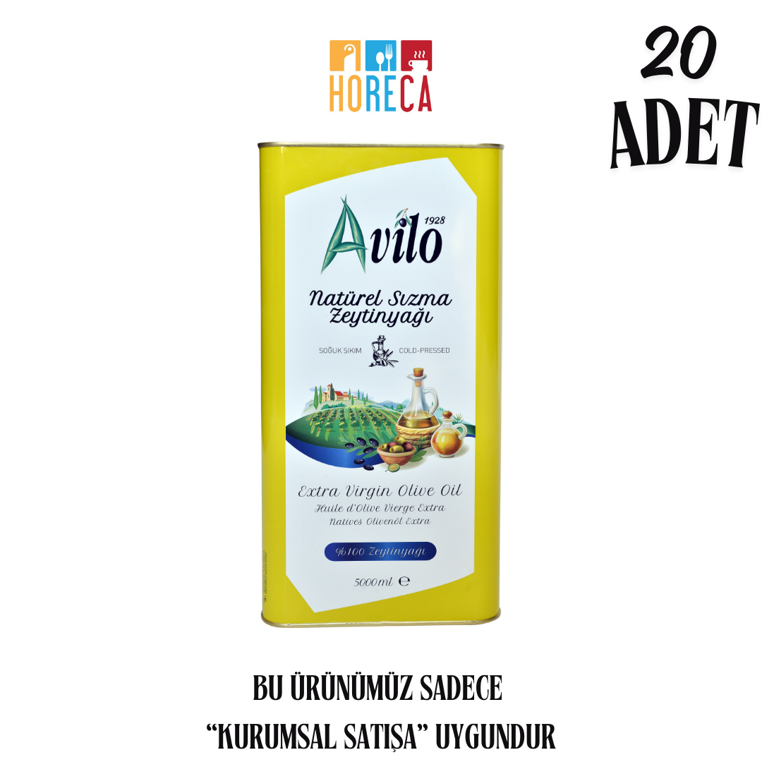 Ustalara Özel - 5 Lt Avilo Soğuk Sıkım Natürel Sızma Zeytinyağı - Min. Satış Adedi 20 ( KOLİ )