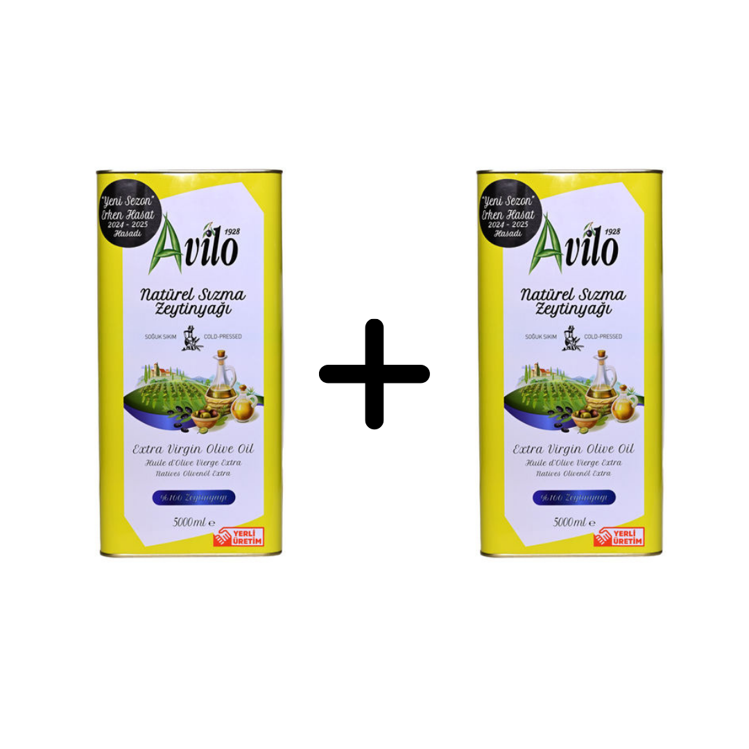 2024 - 2025 Erken Hasat Filtresiz 5 Lt Avilo Soğuk Sıkım Natürel Sızma Zeytinyağı - 2'li Avantaj Paketi