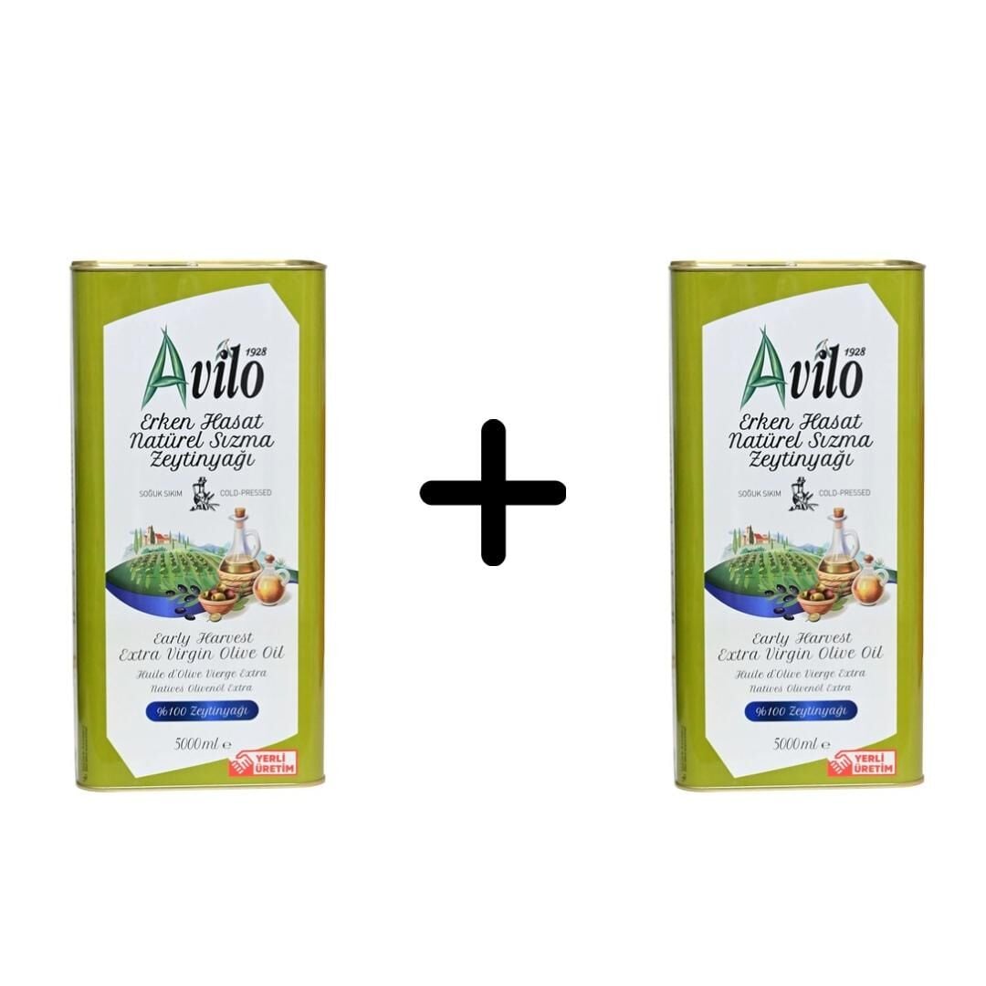 Erken Hasat Filtresiz 5 Lt Avilo Soğuk Sıkım Natürel Sızma Zeytinyağı - 2'li Avantaj Paketi