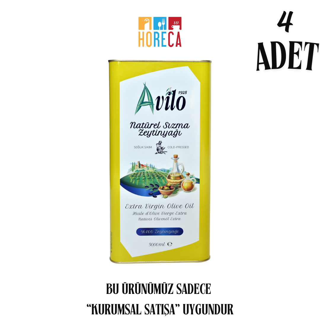 Ustalara Özel - 5 Lt Avilo Soğuk Sıkım Natürel Sızma Zeytinyağı - Min. Satış Adedi 4 ( 1 KOLİ )