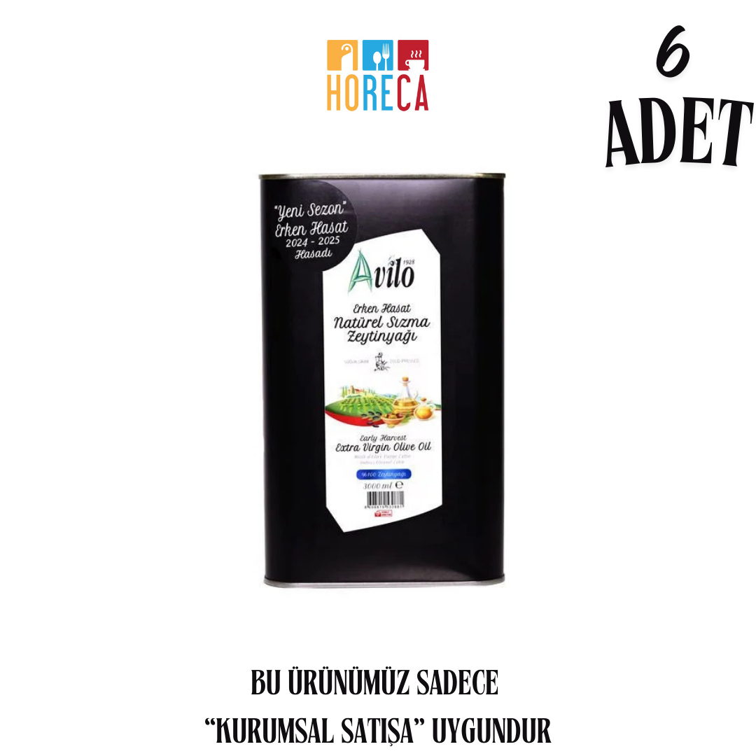 Ustalara Özel - 3 Lt Avilo Erken Hasat Filtresiz Soğuk Sıkım Natürel Sızma Zeytinyağı - Min. Satış Adedi 6 ( 1 KOLİ )
