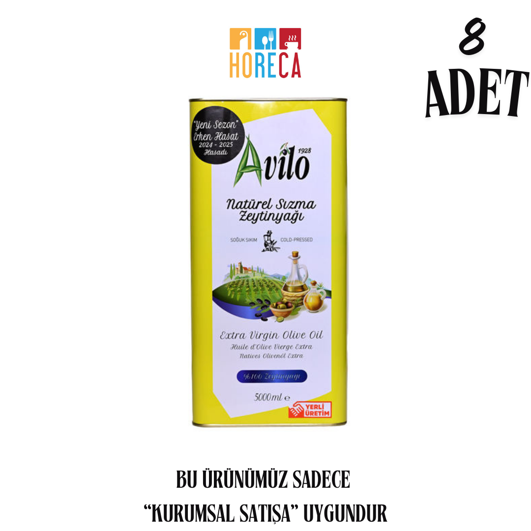 Ustalara Özel - 5 Lt Avilo Erken Hasat Filtresiz Soğuk Sıkım Natürel Sızma Zeytinyağı - Min. Satış Adedi 8 ( 2 KOLİ )