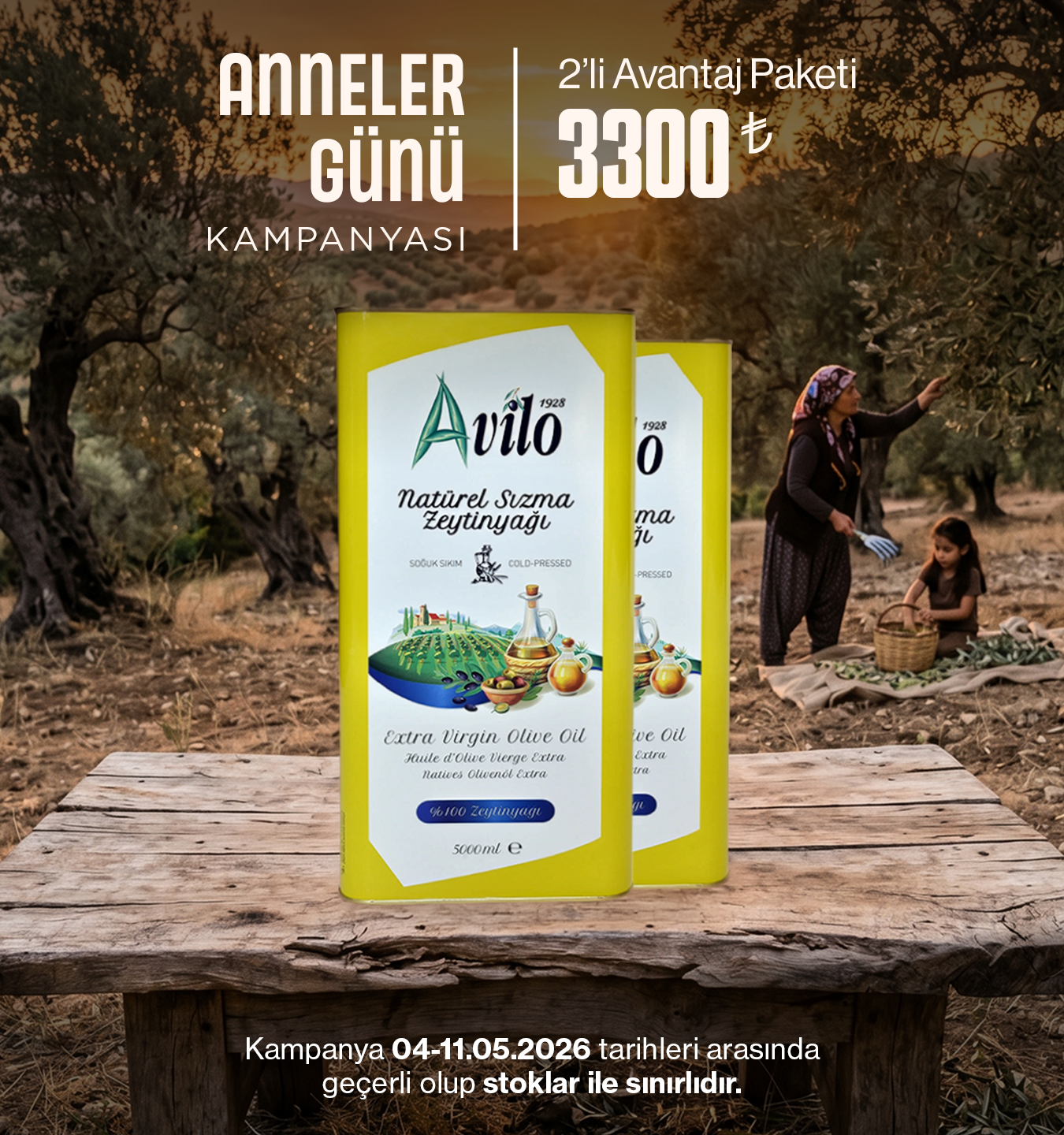 5 Lt Avilo Soğuk Sıkım Natürel Sızma Zeytinyağı - 2'li Avantaj Paketi 